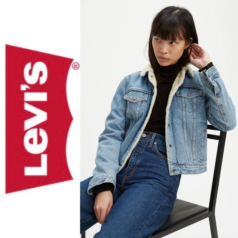NWT {LEVI’S} Original Denim Sherpa Trucker Jacket, XL